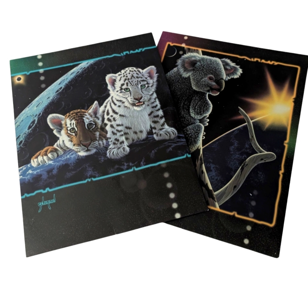 Vintage‎ 90s Schimmel Stuart Hall Wild Cat Tiger Space Moon Koala Folders